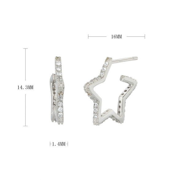 Fashion Exaggerated Fivepointed Star S925 Sterling Silver Earrings Electroplated