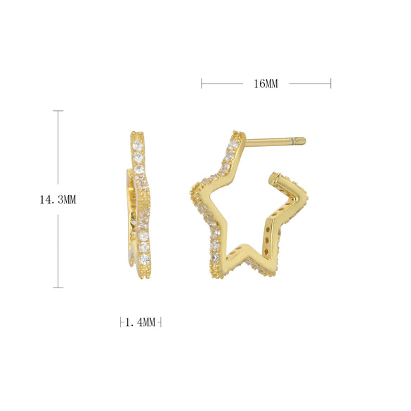 Fashion Exaggerated Fivepointed Star S925 Sterling Silver Earrings Electroplated