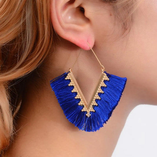 Fashion Exaggerated Geometric Tassel Earrings Nhdp149052