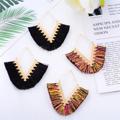 Fashion Exaggerated Geometric Tassel Earrings Nhdp149052