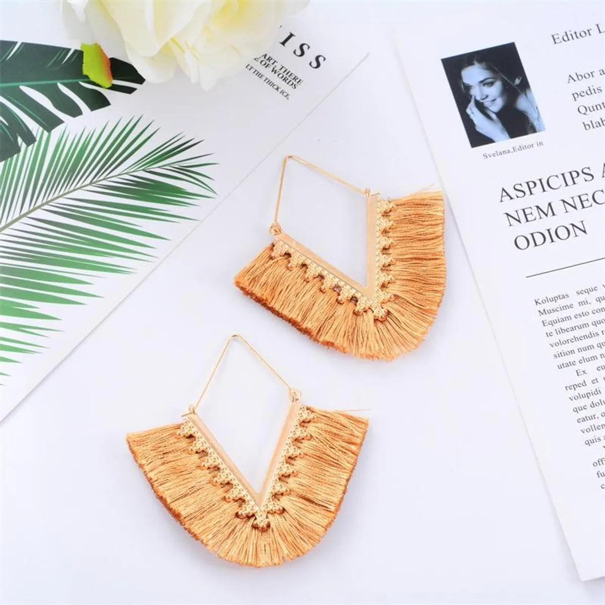 Fashion Exaggerated Geometric Tassel Earrings Nhdp149052