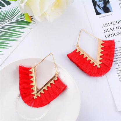 Fashion Exaggerated Geometric Tassel Earrings Nhdp149052