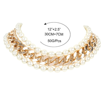 Fashion Exaggerated Imitation Pearl Multilayer Necklace