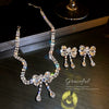 Fashion Exaggerated Personality Bow Shaped Diamond Embellished Alloy Necklace Earrings Bracelet Set For Women With Ball Chain