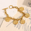 Fashion Exaggerated Personality Stainless Steel 18K Gold Plated Flower Pendant Ochain Wrap Necklace Bracelet For Women