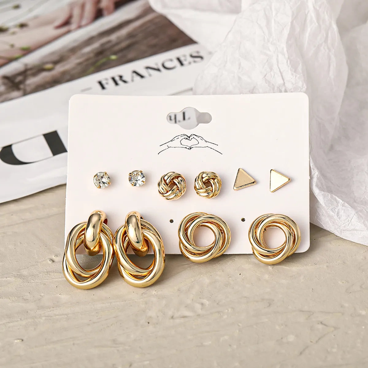 Fashion Exaggerated Rhinestones Inlaid Big Circle Crossed Alloy Earrings