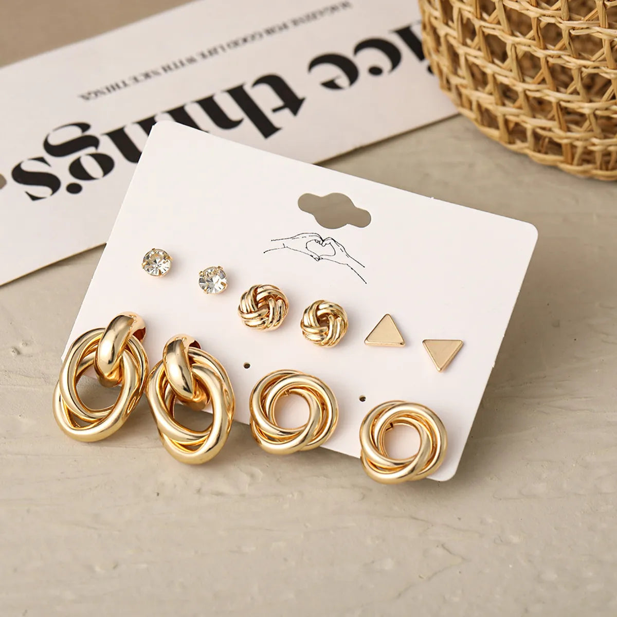 Fashion Exaggerated Rhinestones Inlaid Big Circle Crossed Alloy Earrings