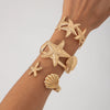 Fashion Exaggerated Starfish And Conch Iron Open Bracelet With Electroplating Animal Vacation Style