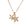 Fashion Exquisite Copper 18K Gold Plated Zircon Starfish Geometric Minimalist Pendant Necklace For Female