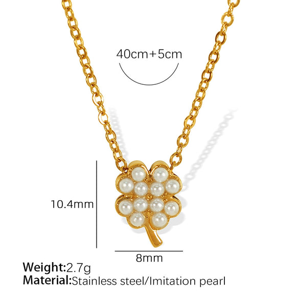 Fashion Exquisite Fourleaf Clover Heart Shape 316L Stainless Steel Electroplating Necklace For Women