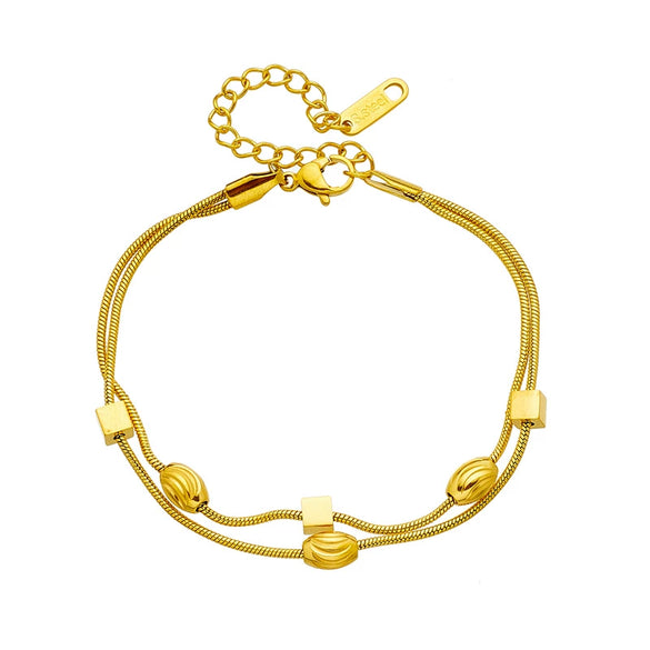 Fashion Exquisite Small Irregular Geometric Titanium Steel Double Layer Women's Bracelet With Electroplating Treatment