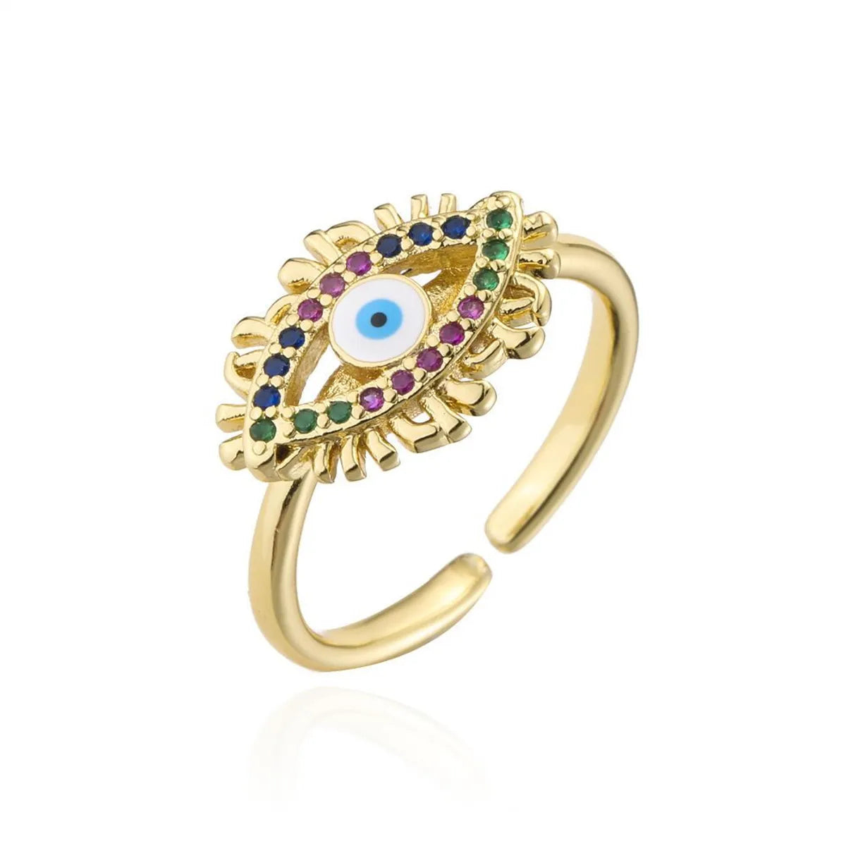 Fashion Eye Copper Gold Plated Zircon Open Ring