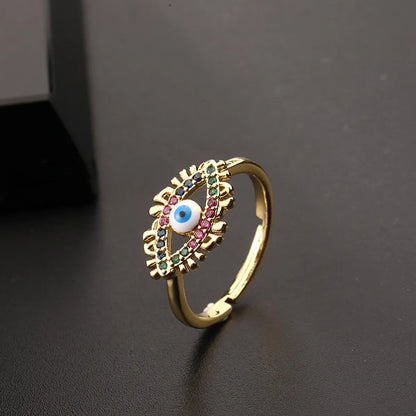 Fashion Eye Copper Gold Plated Zircon Open Ring