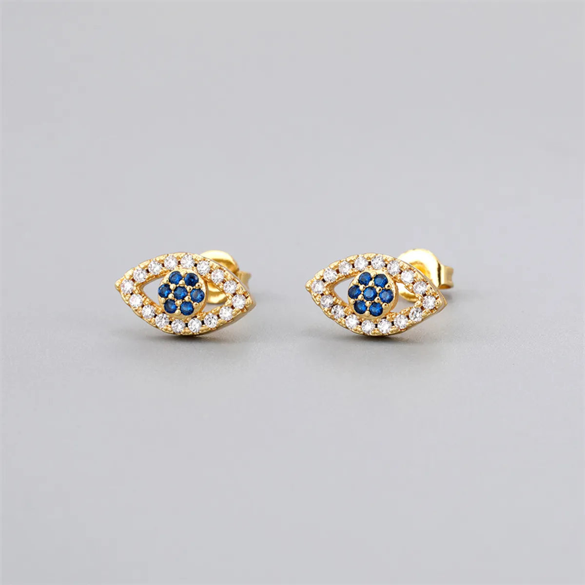 Fashion Eye Gold Plated Enamel Zircon Women'S Ear Studs 1 Pair