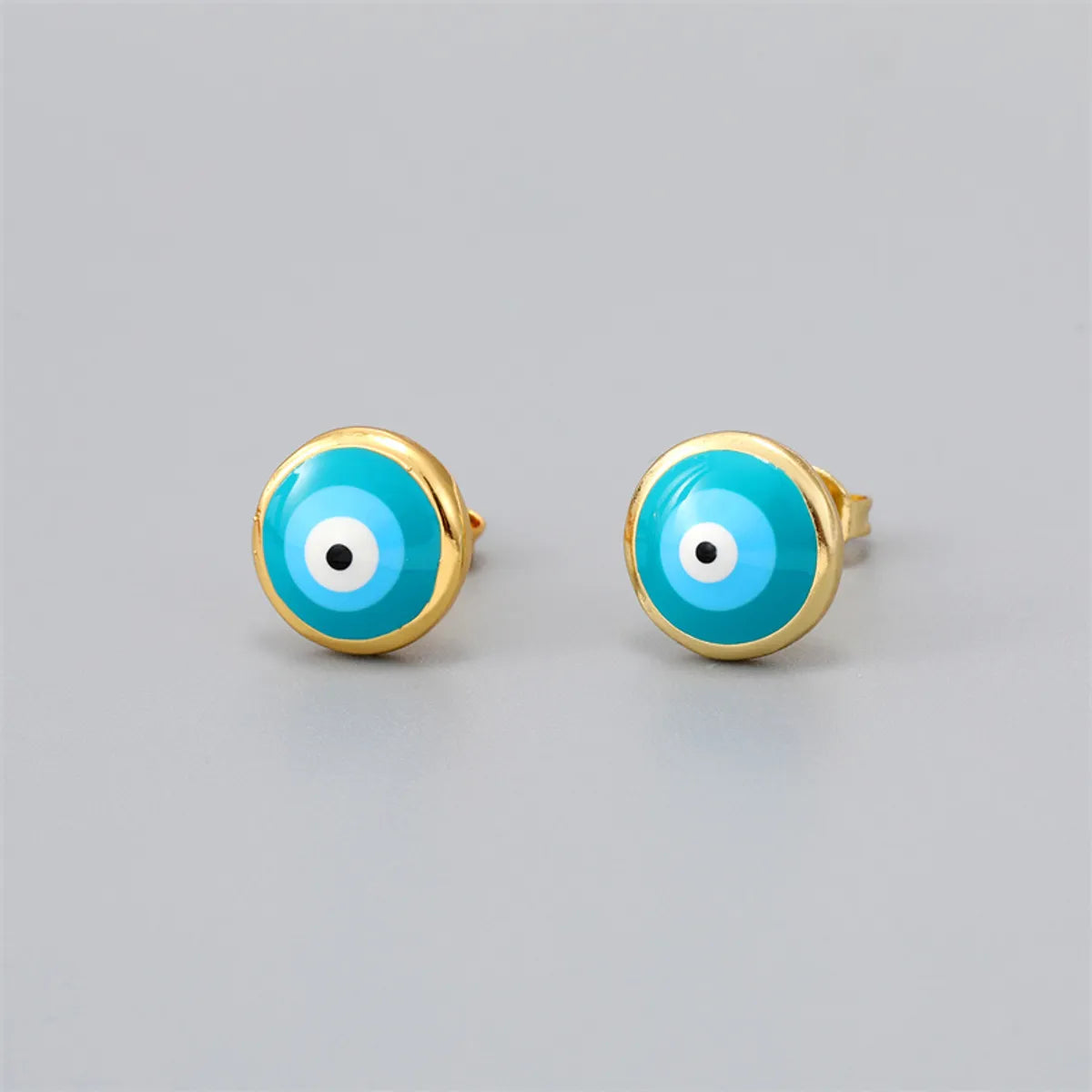 Fashion Eye Gold Plated Enamel Zircon Women's Ear Studs 1 Pair