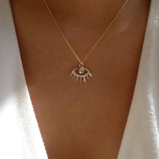 Fashion Eye Pendant Devil'S Eye Alloy Inlaid Zircon Necklace