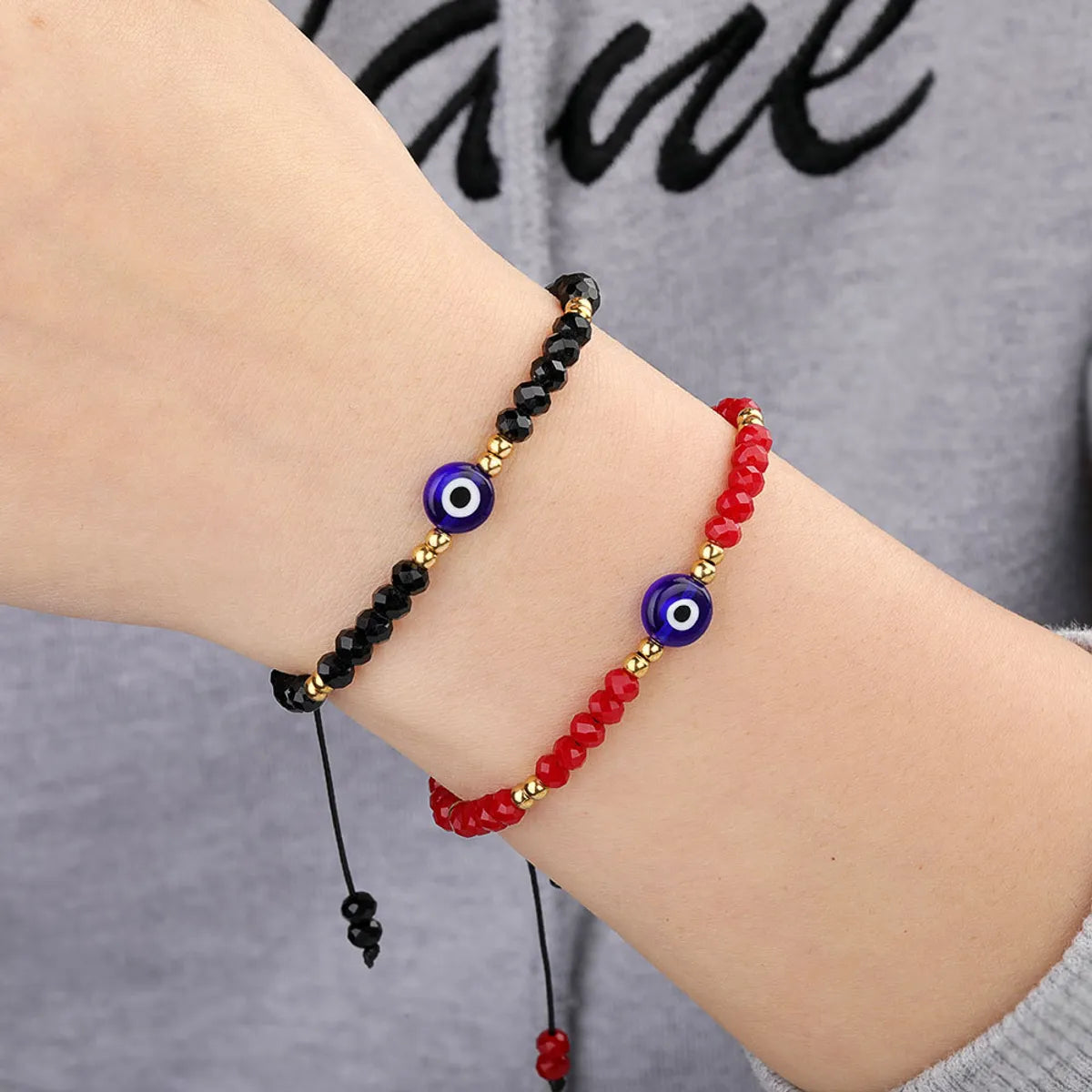 Fashion Eye Stainless Steel Glass Beaded Women'S Bracelets 1 Piece