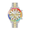 Fashion Fake Three Eyes Color Diamond Quartz Watch Alloy Steel Band Round Dial For Men