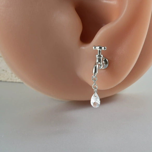 Fashion Faucet Earrings Stainless Steel Geometric Electroplated