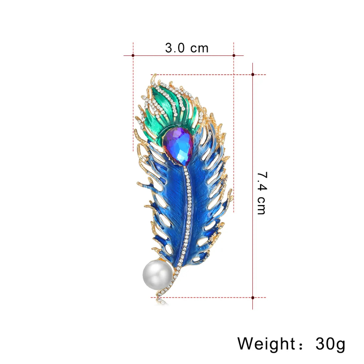 Fashion Feather Alloy Inlay Rhinestones Pearl Silica Gel Unisex Brooches