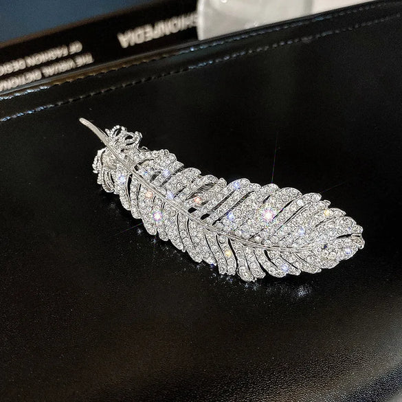 Fashion Feather Alloy Plating Rhinestones Hair Clip