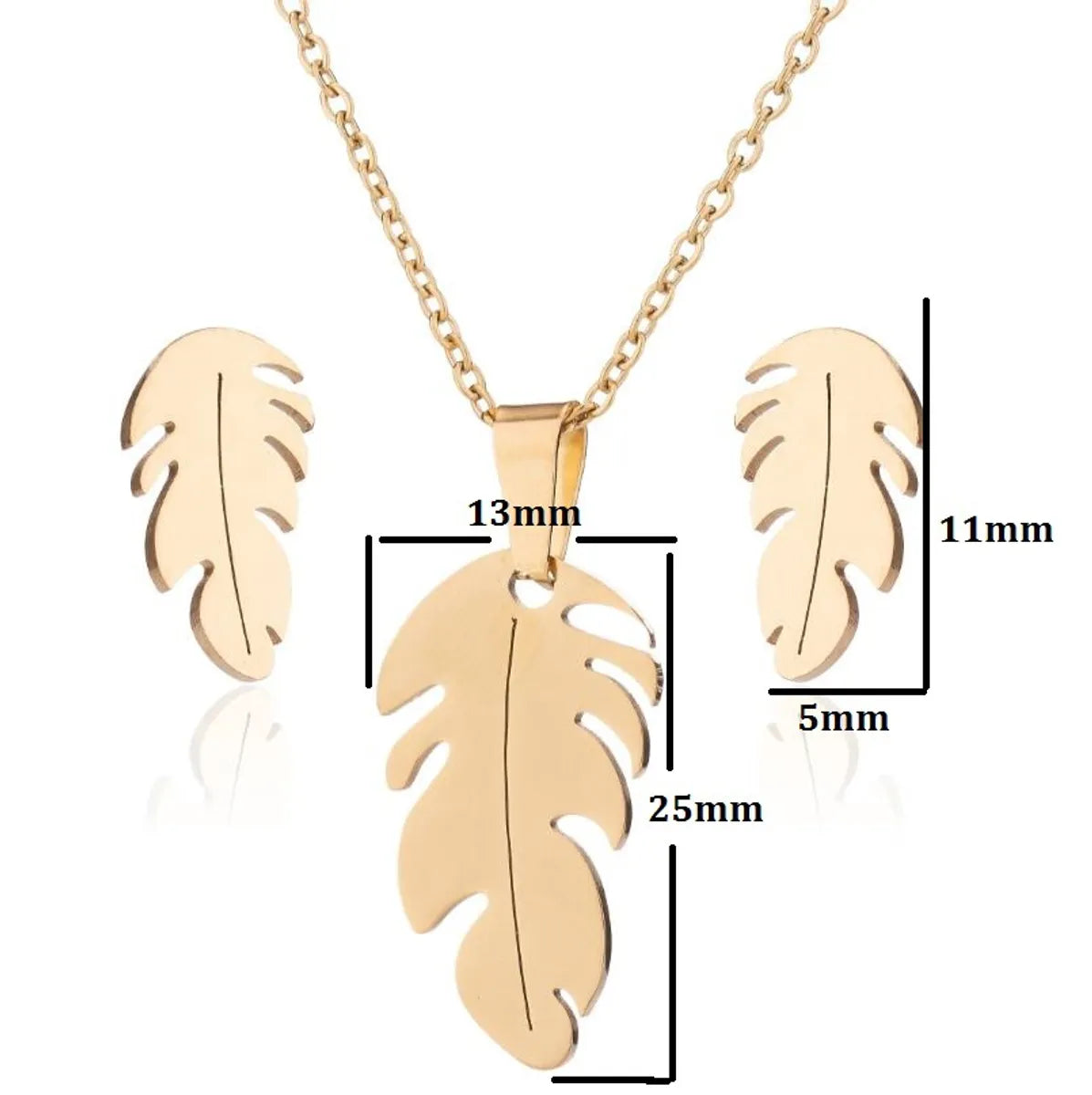 Fashion Feather Titanium Steel Plating Ear Studs