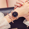 Fashion Female Alloy And Stainless Steel Round Dial Magnet Watch