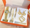 Fashion Female Alloy Pu Stainless Steel Round Dial Quartz Watch And Belt Jewelry Set