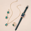 Fashion Female Alloy Pu Stainless Steel Round Dial Quartz Watch And Belt Jewelry Set