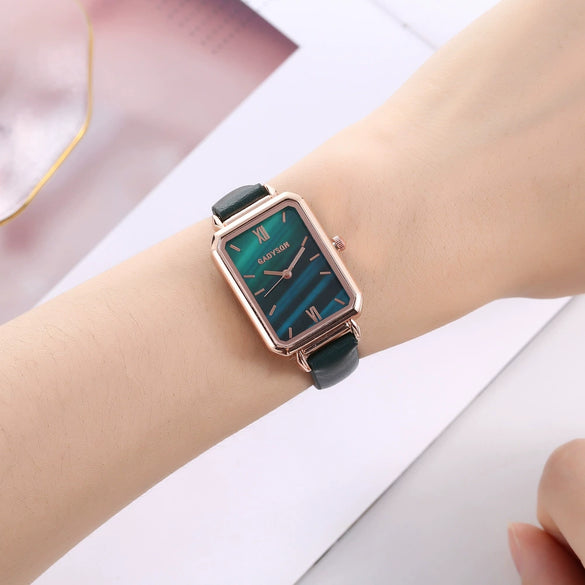 Fashion Female Alloy Pu Stainless Steel Round Dial Quartz Watch And Belt Jewelry Set