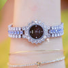 Fashion Female Alloy Tennis Chain Wrist Watch Set With Rhombus Dial And Stainless Steel Clasp