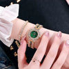 Fashion Female Alloy Tennis Chain Wrist Watch Set With Rhombus Dial And Stainless Steel Clasp