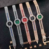 Fashion Female Alloy Tennis Chain Wrist Watch Set With Rhombus Dial And Stainless Steel Clasp