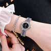 Fashion Female Alloy Tennis Chain Wrist Watch Set With Rhombus Dial And Stainless Steel Clasp