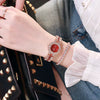 Fashion Female Alloy Tennis Chain Wrist Watch Set With Rhombus Dial And Stainless Steel Clasp
