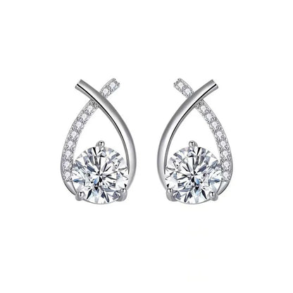 Fashion Female Cross Zircon Alloy Stud Earrings