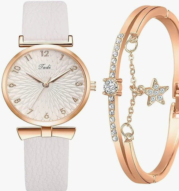 Fashion Female Quartz Watch With Alloy Case And Stainless Steel Buckle Round Dial