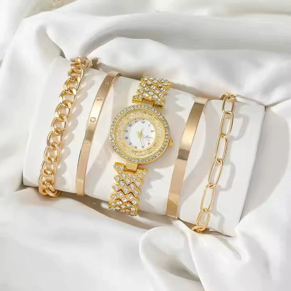 Fashion Female Quartz Watch With Alloy Case And Stainless Steel Buckle Round Dial