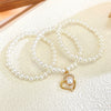 Fashion Female Retro Multilayer Alloy Imitation Pearl Flower Geometric Bracelet With Electroplating