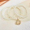 Fashion Female Retro Multilayer Alloy Imitation Pearl Flower Geometric Bracelet With Electroplating