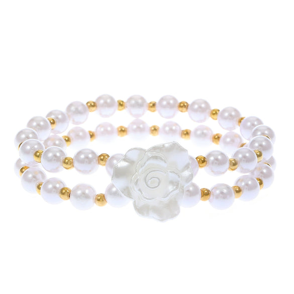 Fashion Female Retro Multilayer Alloy Imitation Pearl Flower Geometric Bracelet With Electroplating