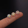 Fashion Female Stainless Steel Zircon Flower Earrings