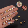 Fashion Female Stainless Steel Zircon Flower Earrings