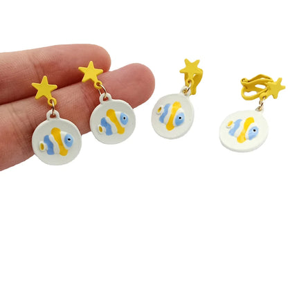 Fashion Fish Alloy Enamel Stoving Varnish Drop Earrings