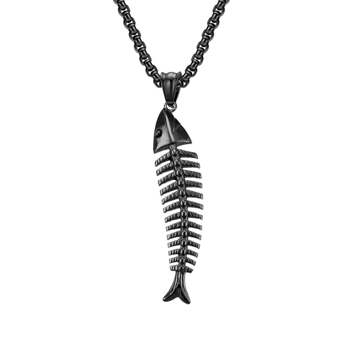 Fashion Fish Bone Stainless Steel Polishing Pendant Necklace 1 Piece