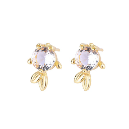 Fashion Fish Copper Inlay Zircon Ear Studs 1 Pair