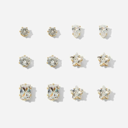 Simple Style Heart Diamond Alloy Artificial Gemstones Earrings Ear Studs