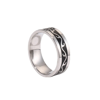 Fashion Flame Titanium Steel Plating Rings 1 Piece