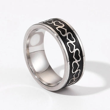 Fashion Flame Titanium Steel Plating Rings 1 Piece