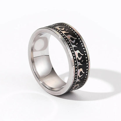 Fashion Flame Titanium Steel Plating Rings 1 Piece